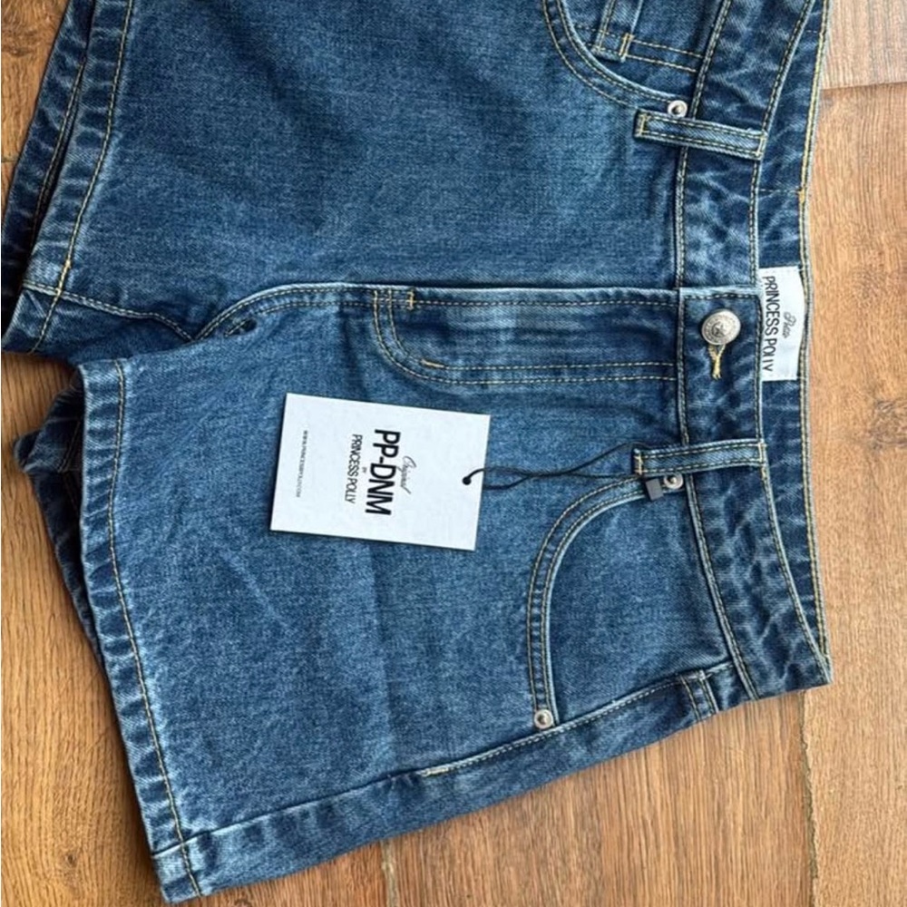 Princess Polly Medium Blue High-Rise Denim Shorts